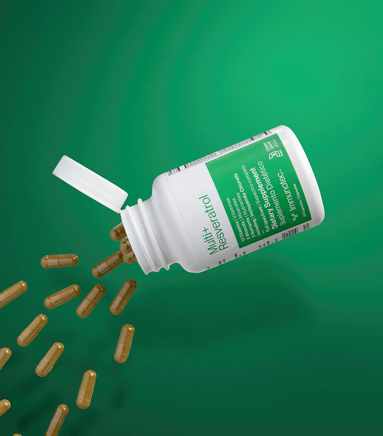 Multi+ Resveratrol - Immunotec - 13 Vitamines, 5 Minéraux, 3 Nutriments avec Revératrol et Chlorella :