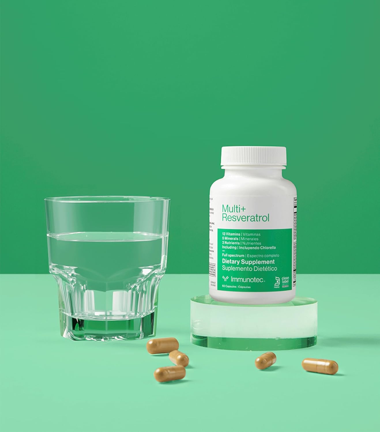 Multi+ Resveratrol - Immunotec - 13 Vitamines, 5 Minéraux, 3 Nutriments avec Revératrol et Chlorella :
