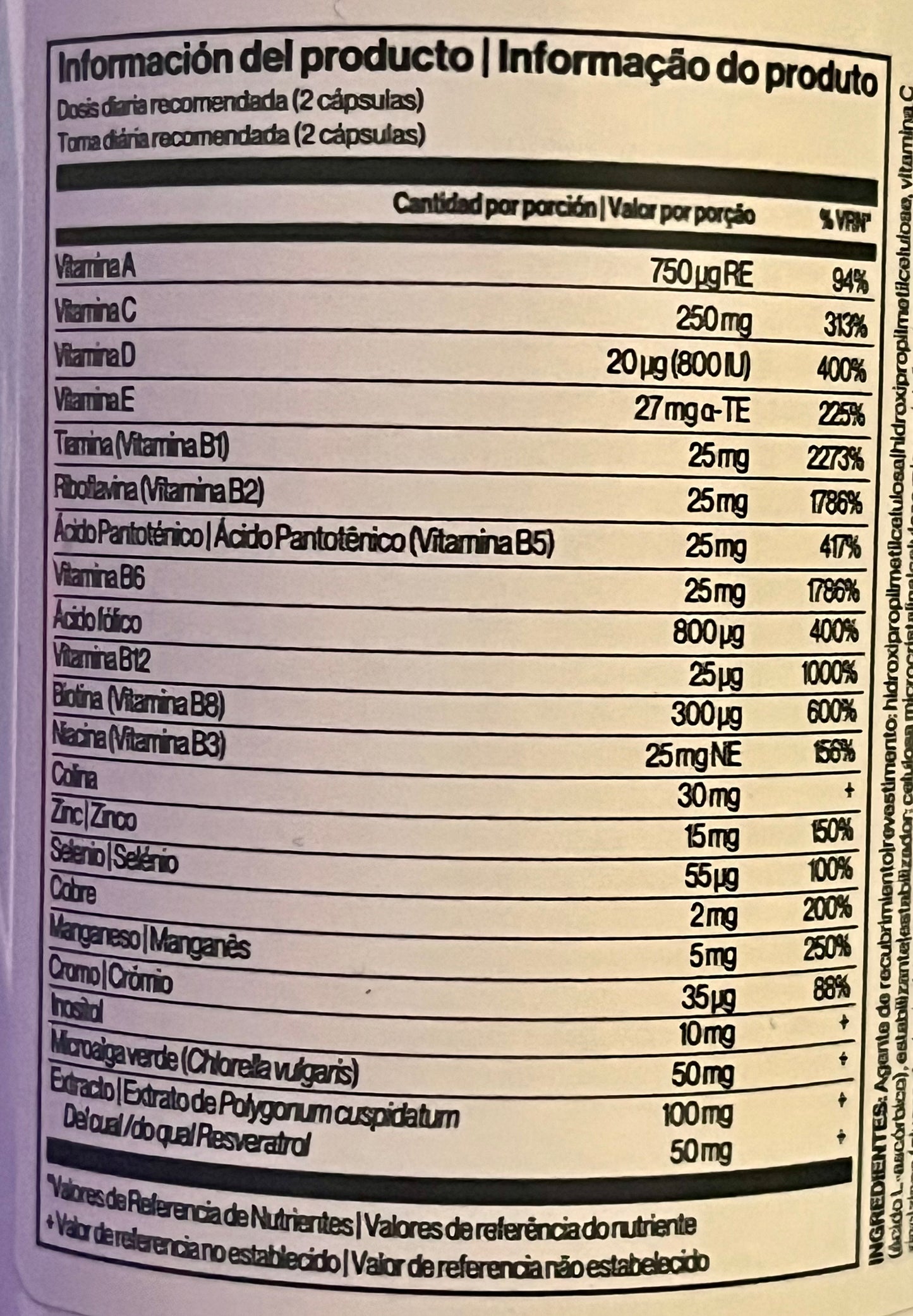 Multi+ Resveratrol - Immunotec - 13 Vitamines, 5 Minéraux, 3 Nutriments avec Revératrol et Chlorella :