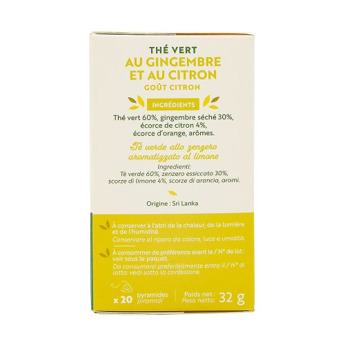 Thé Vert Gingembre et Citron 20 pyramides - Renuté