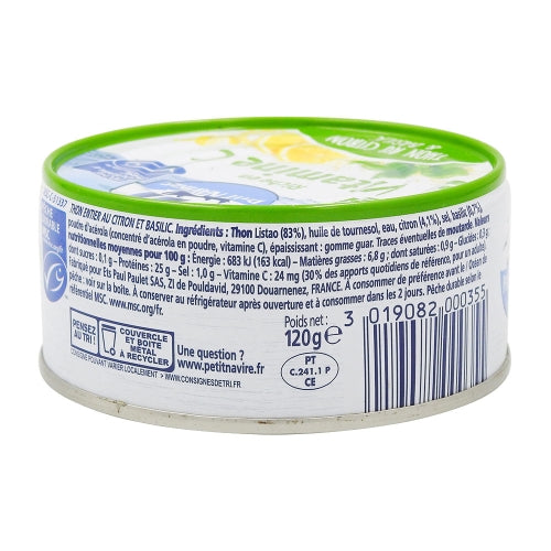 Thon Entier Citron Basilic 120g Petit Navire