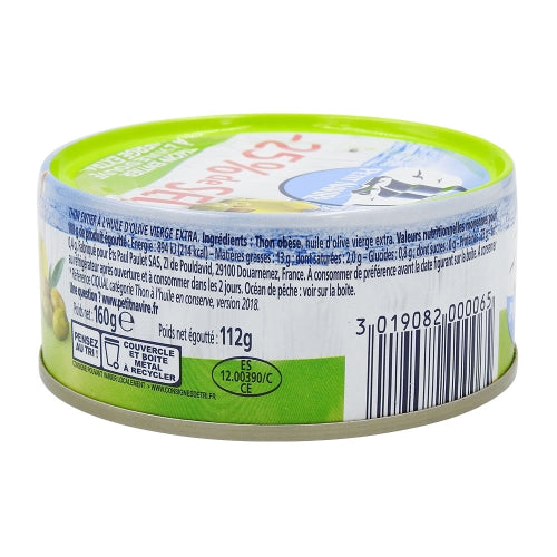 Thon Entier Huile d'Olive -25% sel 80g Petit Navire