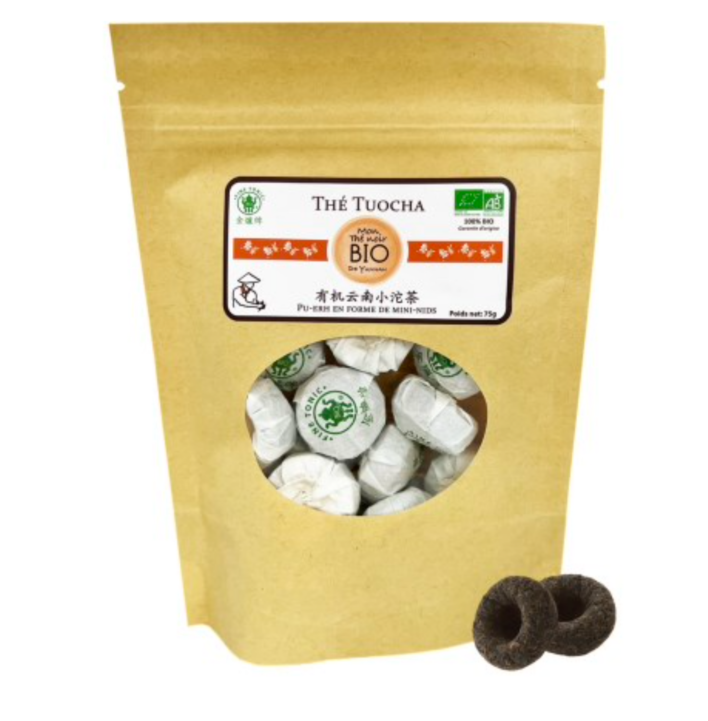 Thé Bio Tuocha Nature En Forme de Mini Nid 75g - Fine Tonic