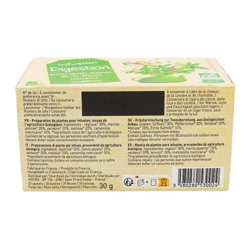 Infusion Bio Digestion Camomille  Verveine - Agidra