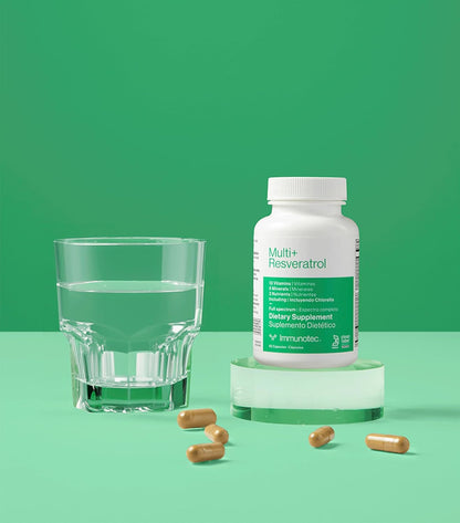 Multi+ Resveratrol - Immunotec - 13 Vitamines, 5 Minéraux, 3 Nutriments avec Revératrol et Chlorella :