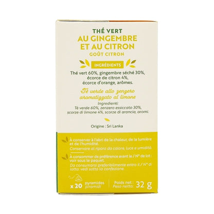 Thé Vert Gingembre et Citron 20 pyramides - Renuté