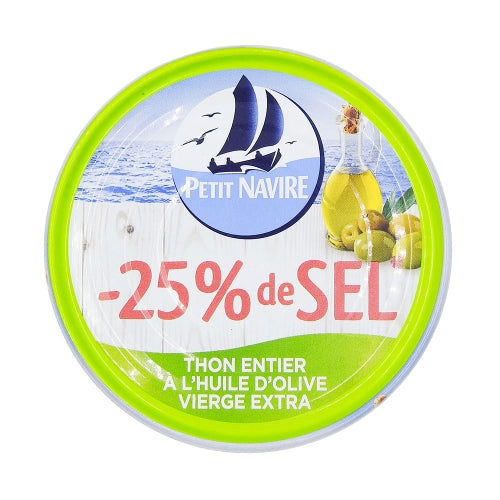 Thon Entier Huile d'Olive -25% sel 80g Petit Navire