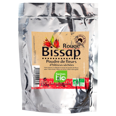 Poudre de fleurs d'hibiscus BIO rouge séchées 120g - Racines